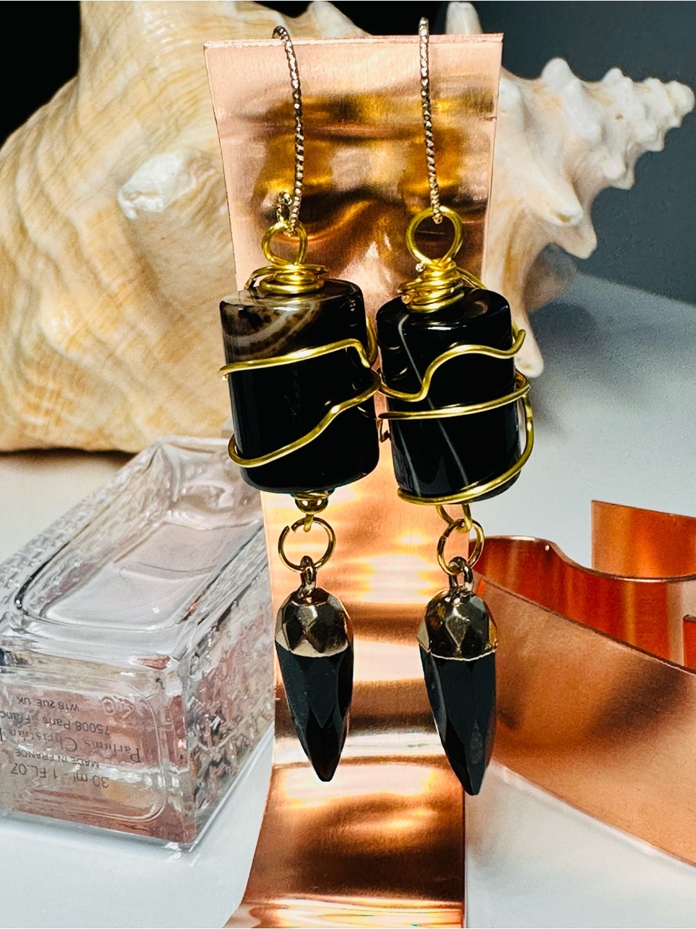 ONYX WRAPPED  Drop Earrings -